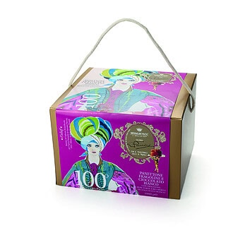 Panettone artisanal à la Fraise, Chocolat blanc et Grains de poivre vert confits 750gr de la Maison G.Cova à Milan