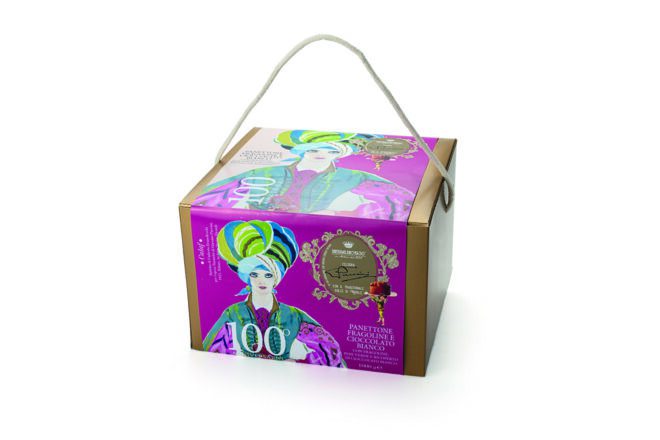 Panettone artisanal à la Fraise, Chocolat blanc et Grains de poivre vert confits 750gr de la Maison G.Cova à Milan